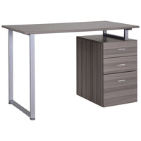 HOMCOM 47.2" Computer Desk with Multi-Use Reversible File Drawers - Brown-The file cabinet can be assembled on the left or right side, or even outside the desk. 4 ways to install this office desk to meet your different needs