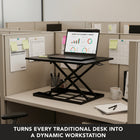 Mount-It! 32" Height Adjustable X-Lift Standing Desk Converter - Black-Collapses to as low as 2.5" and raises up to 16.9"
