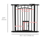 PawHut Pressure-Mounted Dog Gate Auto-Close for 29"-31.5" Wide - Black-Swings both ways or a specific way, user can set swing direction