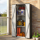 Outsunny Outdoor Storage Shed with Double Doors - 29.9" x 21.7" x 70.1" - Dark Grey-Built with galvanized steel, each shelf supports up to 150 lbs. for storing heavy equipment safely
