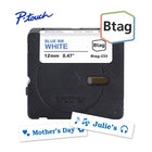 Brother Genuine BTAG233 Label Tape for P-touch Label Makers - Blue on White - 12 mm W x 4 m L-Btag + P-touch = the ultimate creative team. Use Genuine 12 mm Btag non-laminated label tapes exclusively with Brother P-touch PT-N10, PT-N20, and PT-N25BT label makers.