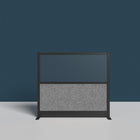 Luxor Modular Wall - 53" W x 48" H - Wide Black Frame, Frosted Acrylic, Cool Grey PET-Integrates with the Room Divider System for scalable layouts