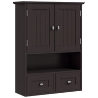 kleankin Bathroom Wall Cabinet with Shelf and Drawers - Brown-Wall-mounted design is space-saving