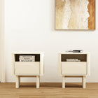 Manhattan Comfort Ella 39.4" Modern Nightstand 2-Piece Set - Cream-Includes 1 Open Shelf and 1 Full Extension Drawer with a Raised Semicircle Front Design