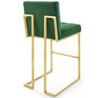 Modway Privy Gold Stainless Steel Performance Velvet Bar Stool - Gold Emerald-Non-Marking Foot Caps