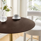 Modway Lippa 28" Round Cherry Walnut Wood Bar Table - Gold Cherry Walnut-Seats 2