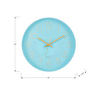 Monarch Specialties 9109 12" Round Wall Clock - Blue Face/Blue Frame-Designed with an easy to read gold numeric layout under a glass surface to quickly catch the time at a glance