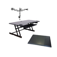 Rocelco 45" Adjustable Desk Riser with Triple Monitor Mount and Anti Fatigue Mat-ADR45 has enhanced Vertical Range (EVR)