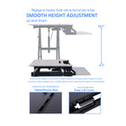 Rocelco 31.5" Adjustable Sit/Stand Up Desk Riser with Anti Fatigue Mat - Grey-Has easy height adjustmentwith side handles. 