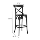 Modway Gear Bar Stool - Black-Elm Wood Construction