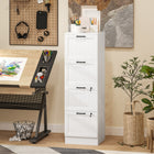 HOMCOM 4-Drawer Filing Cabinet with Lock - White-Adjustable rail in each drawer to fit A4 and letter-size folders
