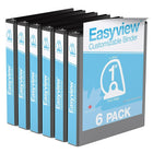 Davis Group Easyview Premium Binder - D Ring - Customizable - 1" - Black - 6 Pack-3 Ring Binder