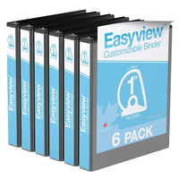 Davis Group Easyview Premium Binder - D Ring - Customizable - 1" - Black - 6 Pack-3 Ring Binder