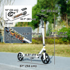 Qaba Kick Scooter with Adjustable Height, 200mm Big Wheel - White-Rear brake system enhances safety during rides 