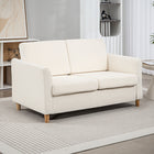 HOMCOM 56" Loveseat Sofa with Wooden Legs - Cream White-Fluffy teddy fleece with plush foam cushion for utmost comfort