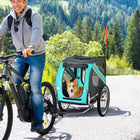 Aosom Pet Foldable Bicycle Wagon with Hitch - Green-Zippered front and back doors for easy entry 