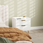 HOMCOM Bedside Table with Gold Metal Legs for Bedroom - White-Colour: White