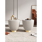 Manhattan Comfort Anderson 18.43" Modern Leatherette Upholstered End Table - Cream - Set of 2-Beautiful Ceramic Marble Table Top
