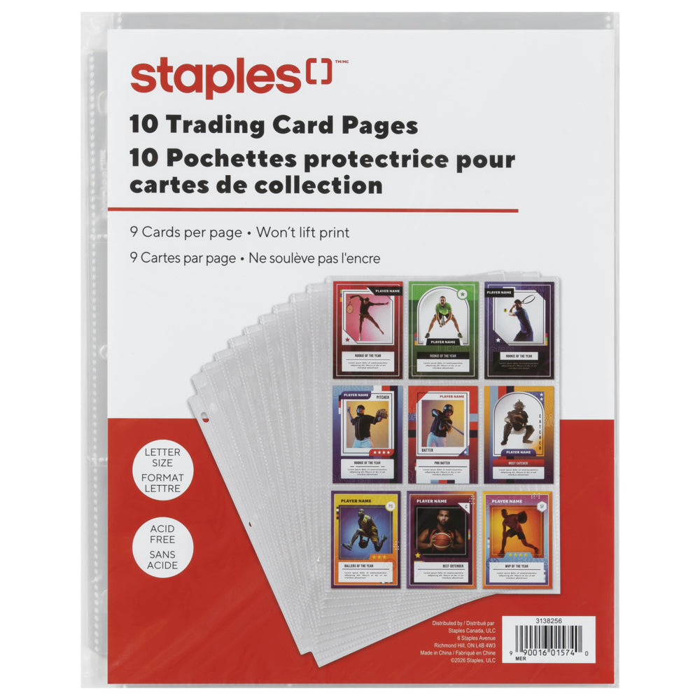 Staples Trading Card Pages - Clear