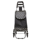 BIOS Living Rolling Shopping Cart - Black polka dots - 3 wheels -Zippered storage pocket