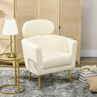 HOMCOM Modern Accent Chair with Detachable Headrest for Living Room - Cream/White-Thick foam seat padding all over with S spring inside to sink in comfortably   
