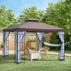 Outsunny 10 ft W x 10 ft L Garden Gazebo Outdoor Sunshade Portable with Screen - Coffee-UV and water resistant canopy blocks most harmful elements and light rain