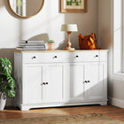 HOMCOM 140" L Sideboard Buffet Cabinet with Storage - White-Suitable for kitchen, living room, bathroom to store utensils, stationery, or towels