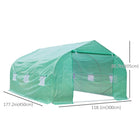 Outsunny Walk-in Greenhouse - Outdoor Plant Tunnel Hot House with Steel Frame - 15' x 10' x 7'- Six adjustable windows and a zippered roll-up door offer excellent ventilation and easy access  
 