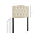Modway Annabel Premium Linen Blend Twin Headboard - Linen-Diamond Button Tufting