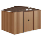 Outsunny Garden Storage Shed with Steel Foundation - 9.1' x 6.4' x 6.3' - Brown-Large inner space for storing tools bicycle, garden tools, lawn care equipment and more 