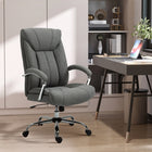 Vinsetto Linen Fabric Home Office Chair with Armrests - Grey-Adjustable seat height can match your desk or your sitting habit