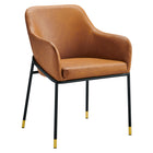Modway Jovi Vegan Leather Dining Chair - Black/Tan-Retro Modern Dining Armchair