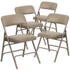 Flash Furniture HERCULES Series Curved Triple Braced & Double Hinged Beige Vinyl Metal Folding Chair-Set of 4 Padded Metal Folding Chairs
