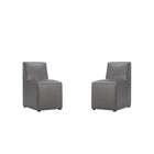 Manhattan Comfort Anna Square 18.9" Modern Faux Leather Upholstered Dining Chair - Pewter - Set of 2-Modern Dining Chair for Dining Room and Task Use. Set of 2