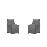 Manhattan Comfort Anna Square 18.9" Modern Faux Leather Upholstered Dining Chair - Pewter - Set of 2-Modern Dining Chair for Dining Room and Task Use. Set of 2