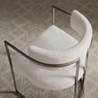 Modway Huron Curved Back Fabric and Metal Dining Accent Chair - Silver/Cream-Fully Assembled