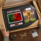 Frameworth Official FIFA World Cup 2026 Portugal Flag & Trophy Framed Print - 15" x 24"-Handcrafted in Canada by Frameworth Sports Marketing, established 1992, producing officially licensed sports memorabilia.