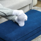 HOMCOM Upholstered Storage Bench for End of Bed - Dark Blue-Non-slip foot pads protect your floor from scratches; 