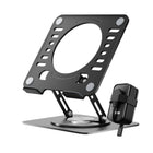Uncaged Ergonomics Travel Pack RISE Swivel Laptop Stand & Travel Charger - Black-Rise Swivel Adjustable Laptop Desk Stand 2.0 holds laptops in an ergonomic friendly position.