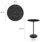 Modway Lippa 28" Round Faux Marble Bar Table - Black-Artificial Marble Tabletop