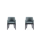 Manhattan Comfort Gansevoort 22.5" Modern Faux Leather Upholstered Dining Armchair - Pewter - Set of 2-Modern Dining Armchair for Dining Room and Task Use. Set of 2