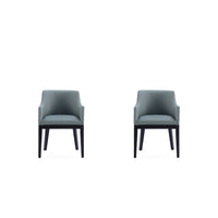 Manhattan Comfort Gansevoort 22.5" Modern Faux Leather Upholstered Dining Armchair - Pewter - Set of 2-Modern Dining Armchair for Dining Room and Task Use. Set of 2