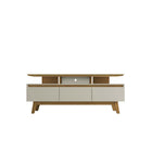 Manhattan Comfort Yonkers 70.86" Mid-Century Modern TV Stand - Off White and Cinnamon-Mid-Century Modern TV Stands for Living Room and Bedroom use