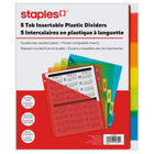 Staples Insertable Plastic Dividers with Pocket - 5 Tab - Coloured-Insertable Tabs