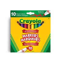 Crayola Broad Line Markers, 10 Count-Features 10 Broad Line Markers in classic colours that are perfect for the classroom
