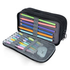 ZIPIT Half & Half Pencil Case - 3‑Compartment School Pouch - Black-Smart usability: Our Half & Half double compartment design, combined with a bonus rear organizer section, allows you to keep all your stationery neatly organized and easy to access