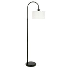 Hudson&Canal Veronica Arc Floor Lamp with Fabric Shade - Blackened Bronze/White-Transitional design for your living room, office space, bedroom, or reading nook