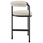 Modway Turin Curved Back Boucle and Metal Counter Stool - Black/Pearl-Fully Assembled