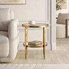 Hudson&Canal Hera 20"W Round Side Table with Mirror Shelf - Antique Brass-Clean with a soft, dry cloth and no harsh chemicals or abrasive cleaning materials