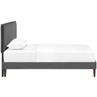 Modway Amaris Fabric Twin Platform Bed with Squared Tapered Legs - Grey-Center Rail with Support Two Legs